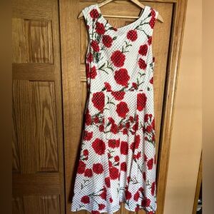 Betsy Johnson sleeveless fit and flare Dress Size 12 Red floral Summer party